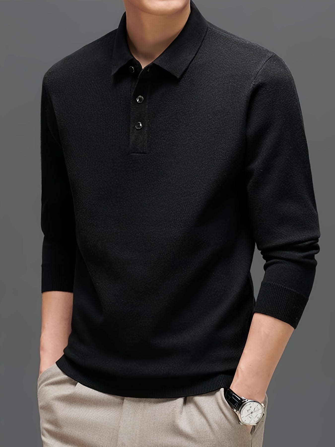 Lapel sweater with high stretch for men