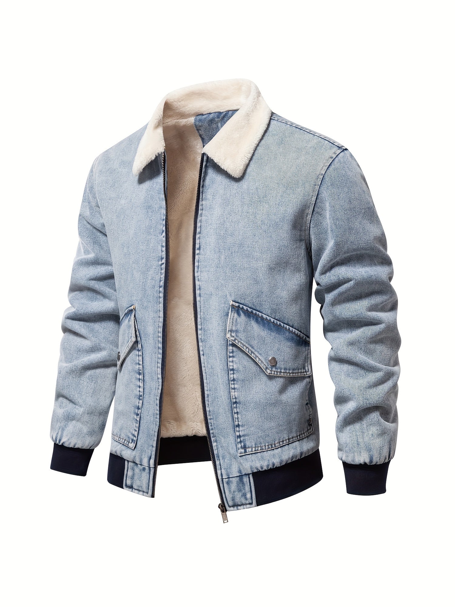 Men's denim fleece jacket