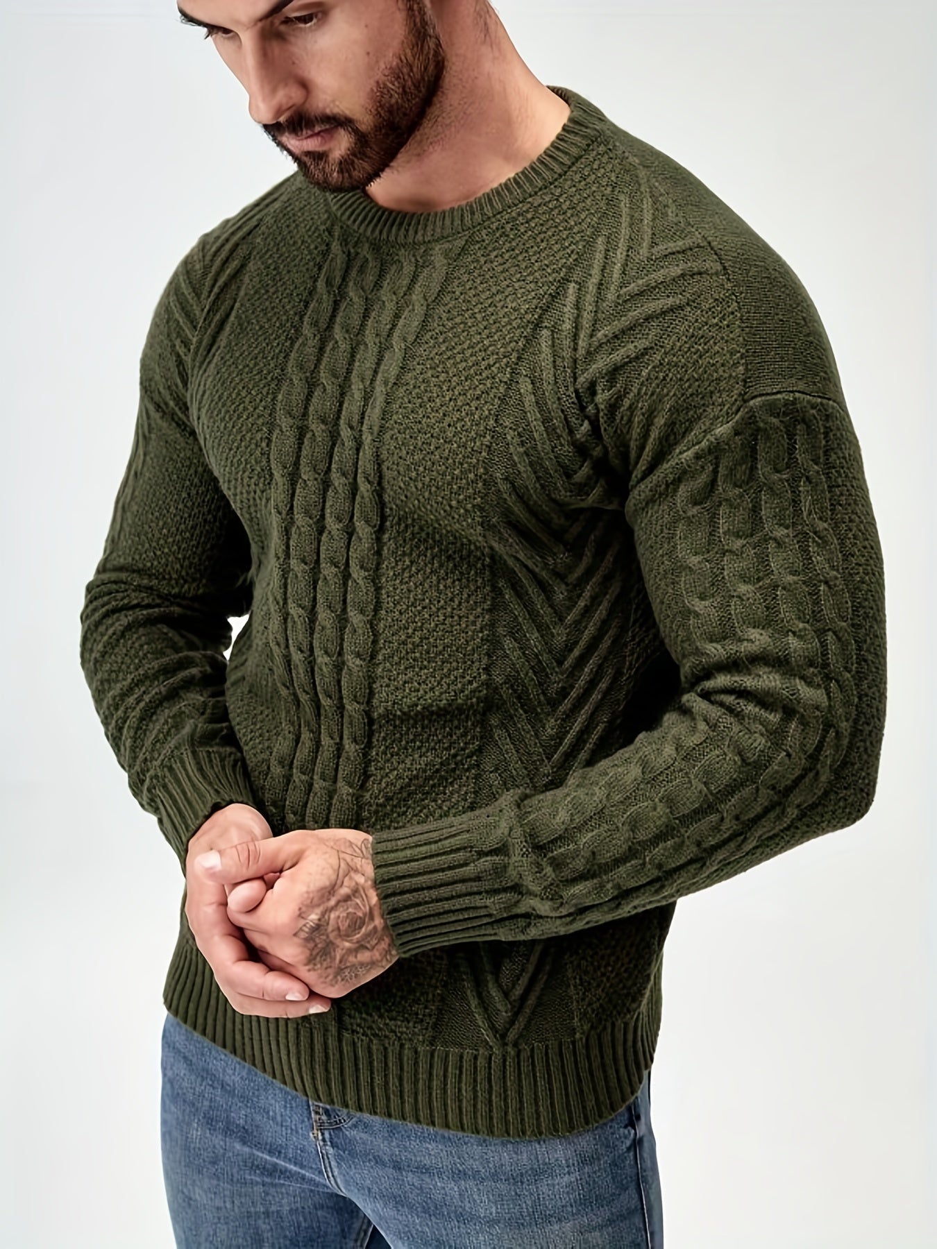 Knitted sweater with high stretch for men