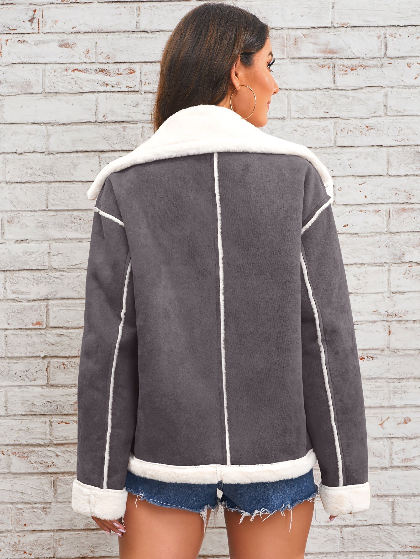 Lapel plush jacket