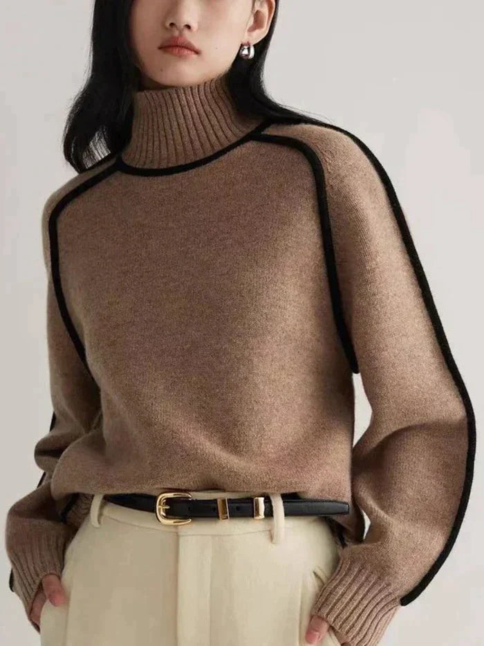 Striped turtleneck sweater for women