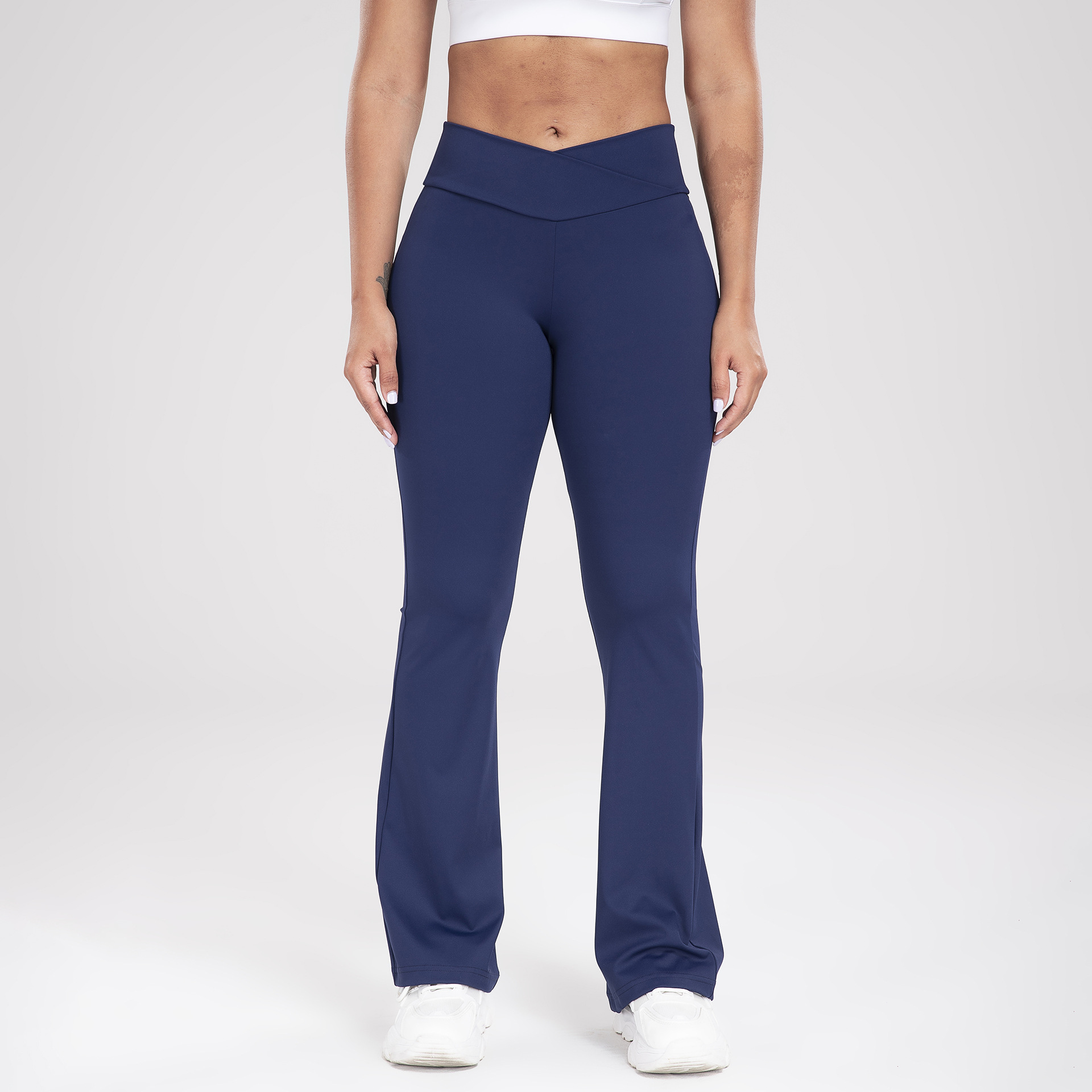 Bootcut sports pants with wide waistband