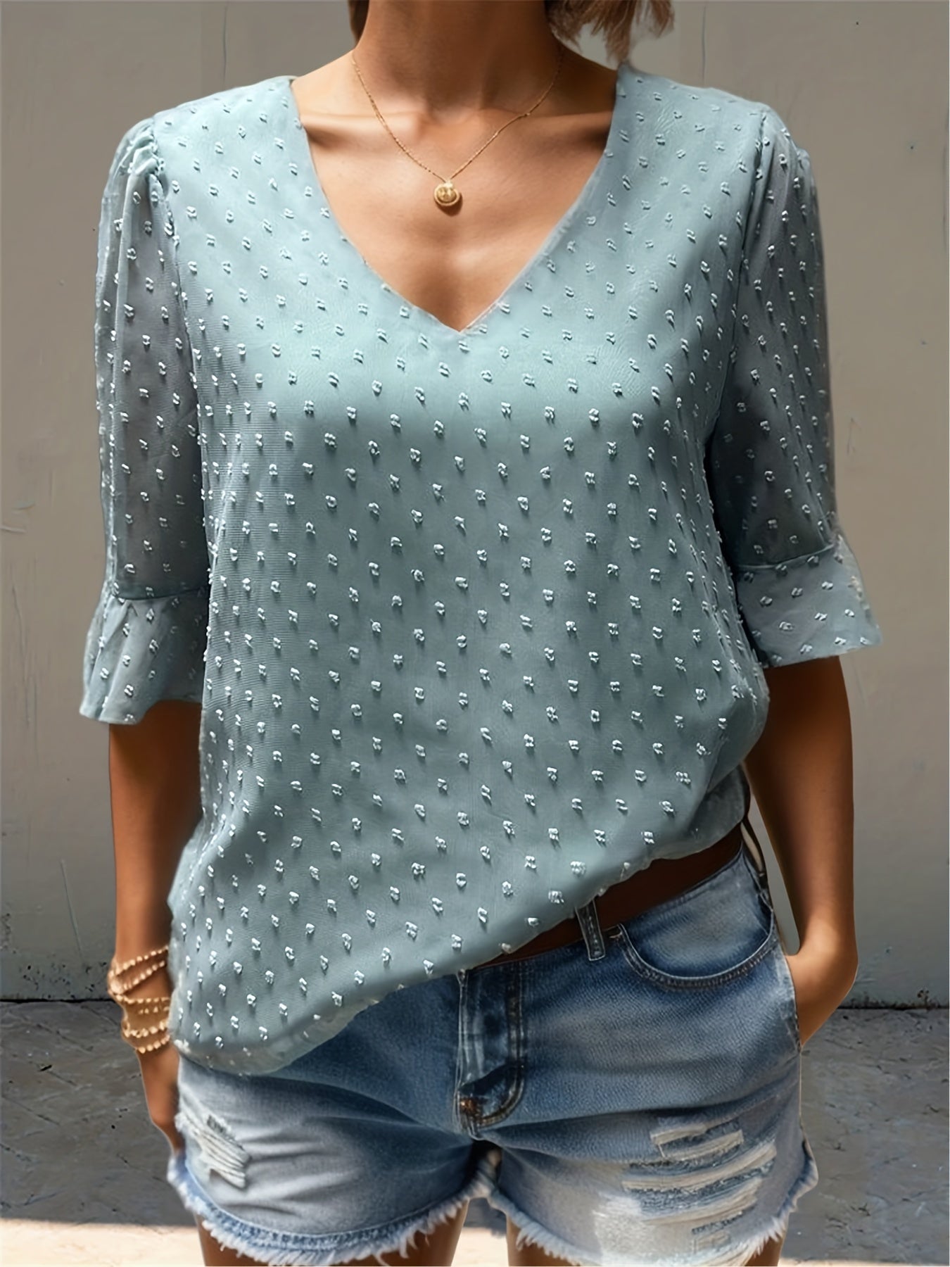 Loose chiffon blouse with long sleeves