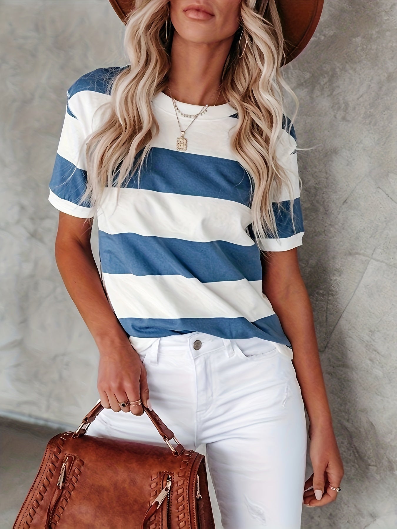 Striped short sleeve T-shirt for women