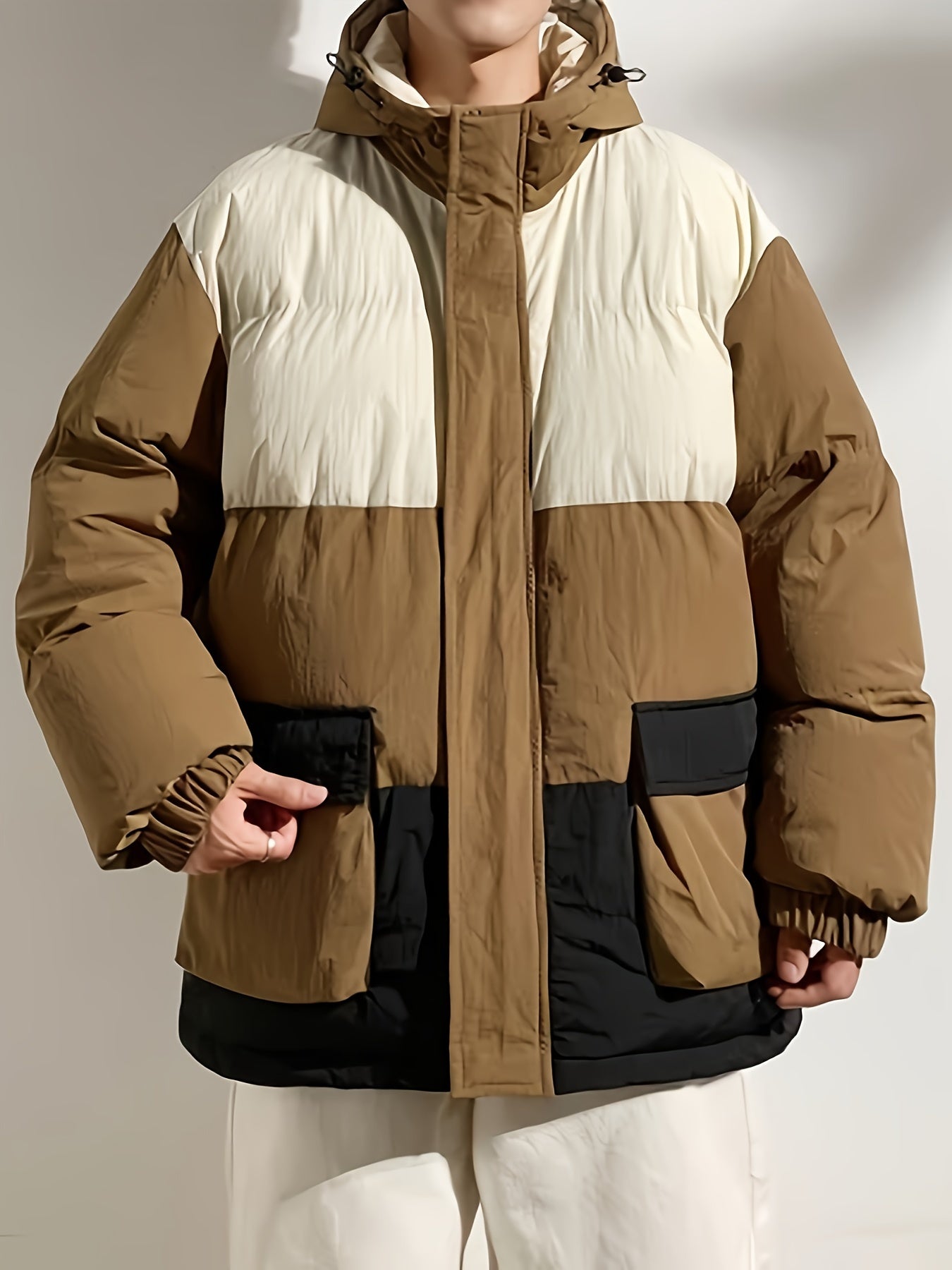 Breathable hooded puffer jacket for men