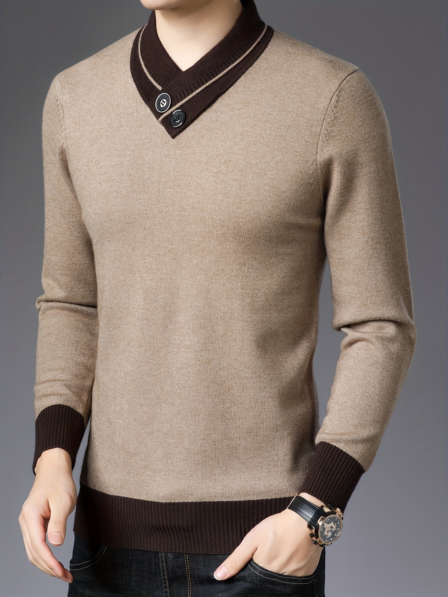 Shawl collar sweater for men