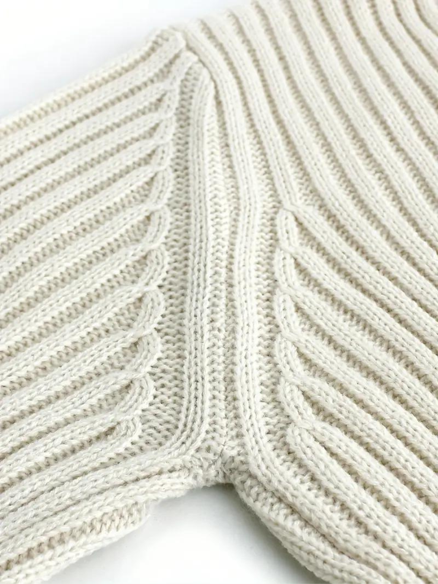 rib knitted sweater with asymmetrical neckline