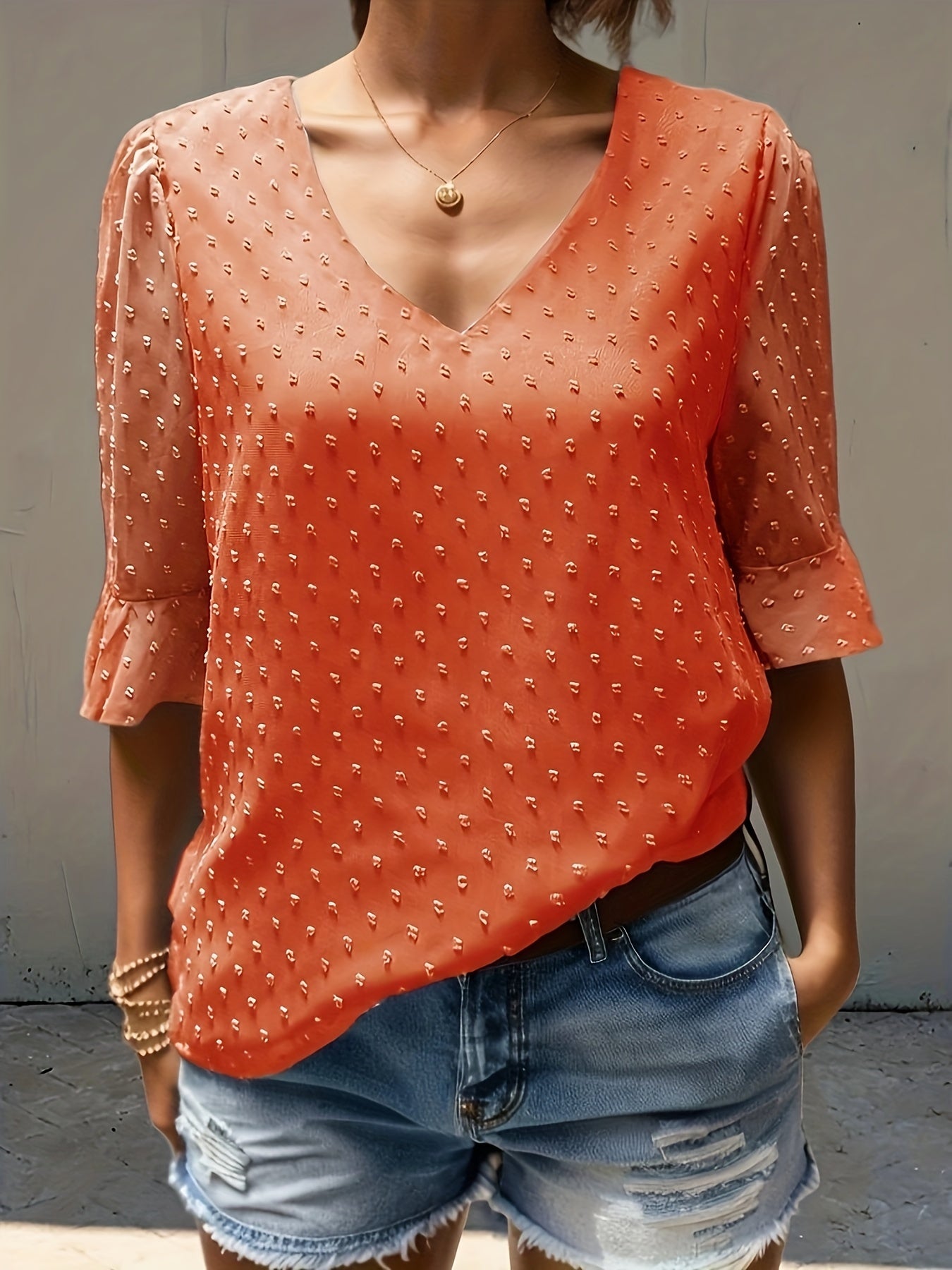 Loose chiffon blouse with long sleeves