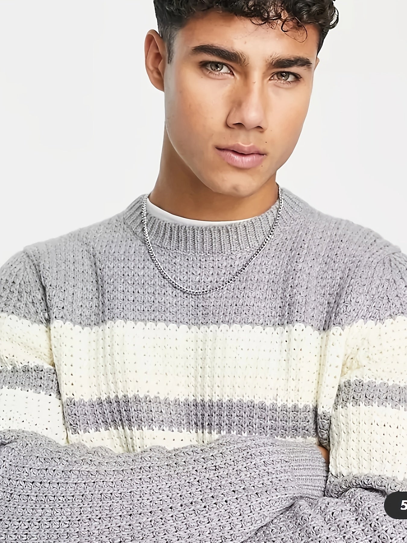 Striped knitted sweater for men