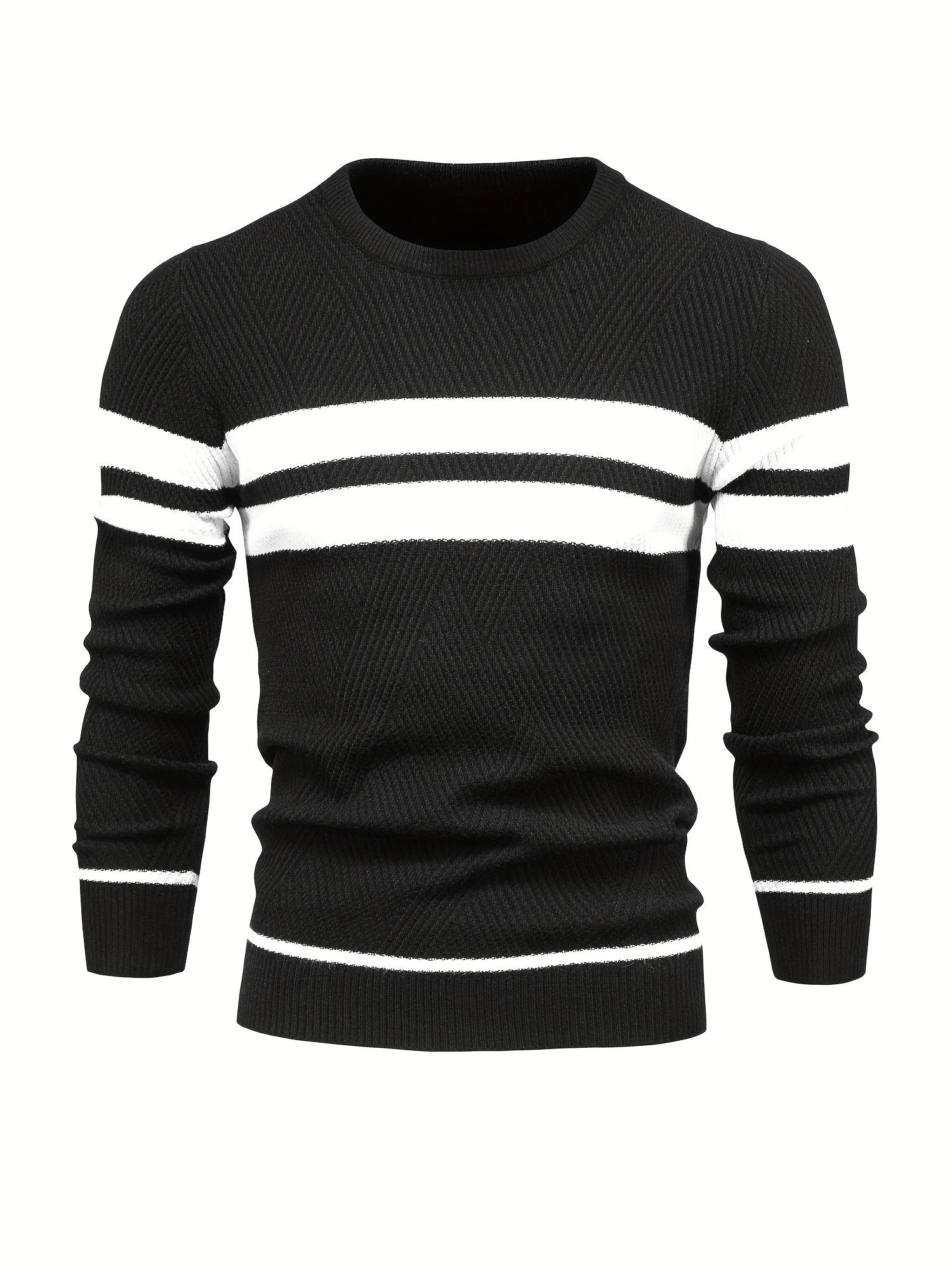 Knitted sweater with striped pattern for men