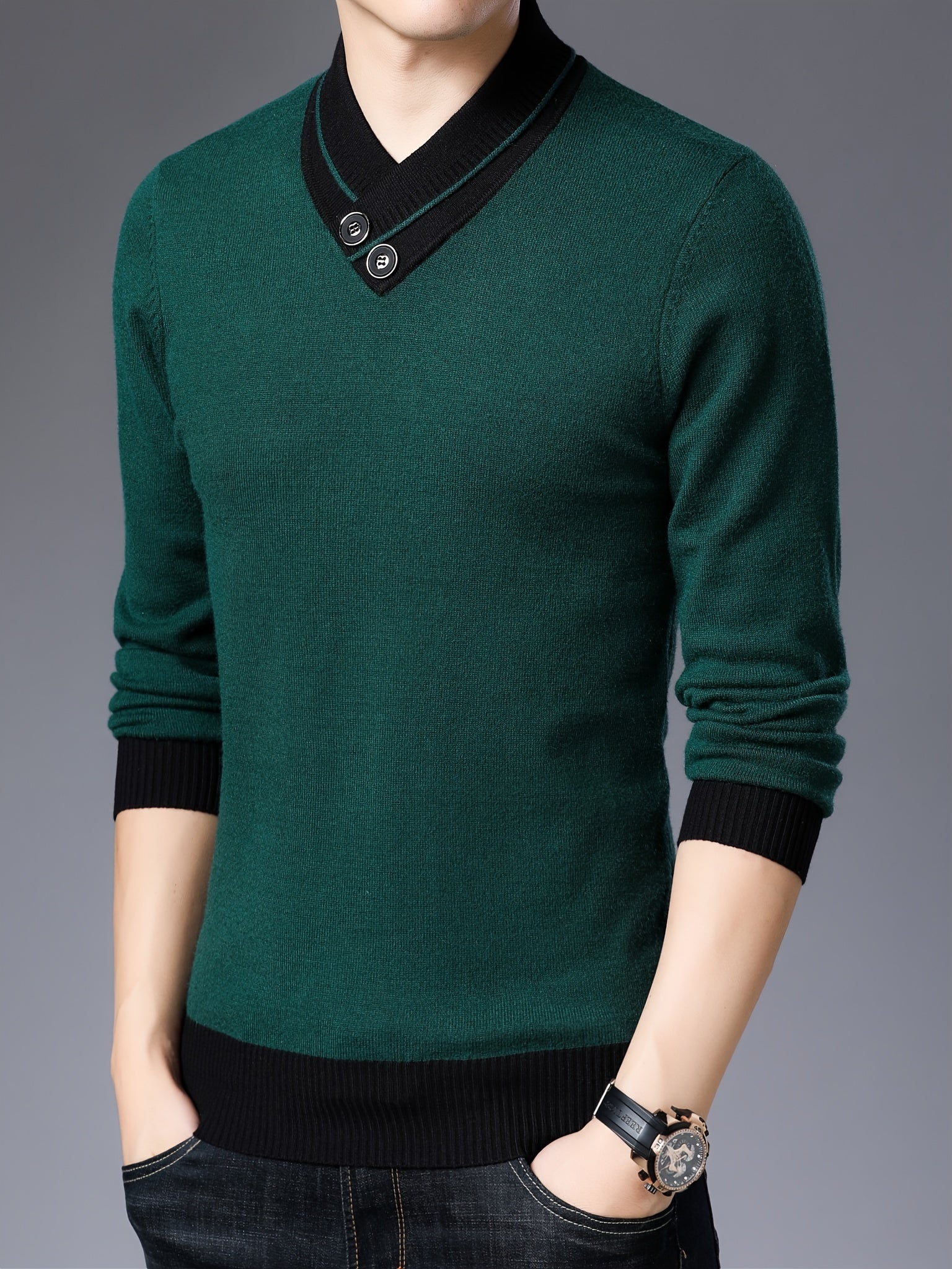 Shawl collar sweater for men