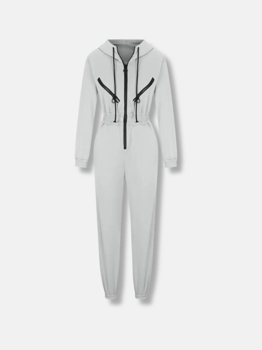 jumpsuit with hood and drawstring