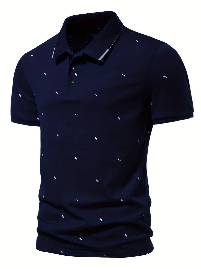 Polo shirt with lapels and dotted pattern