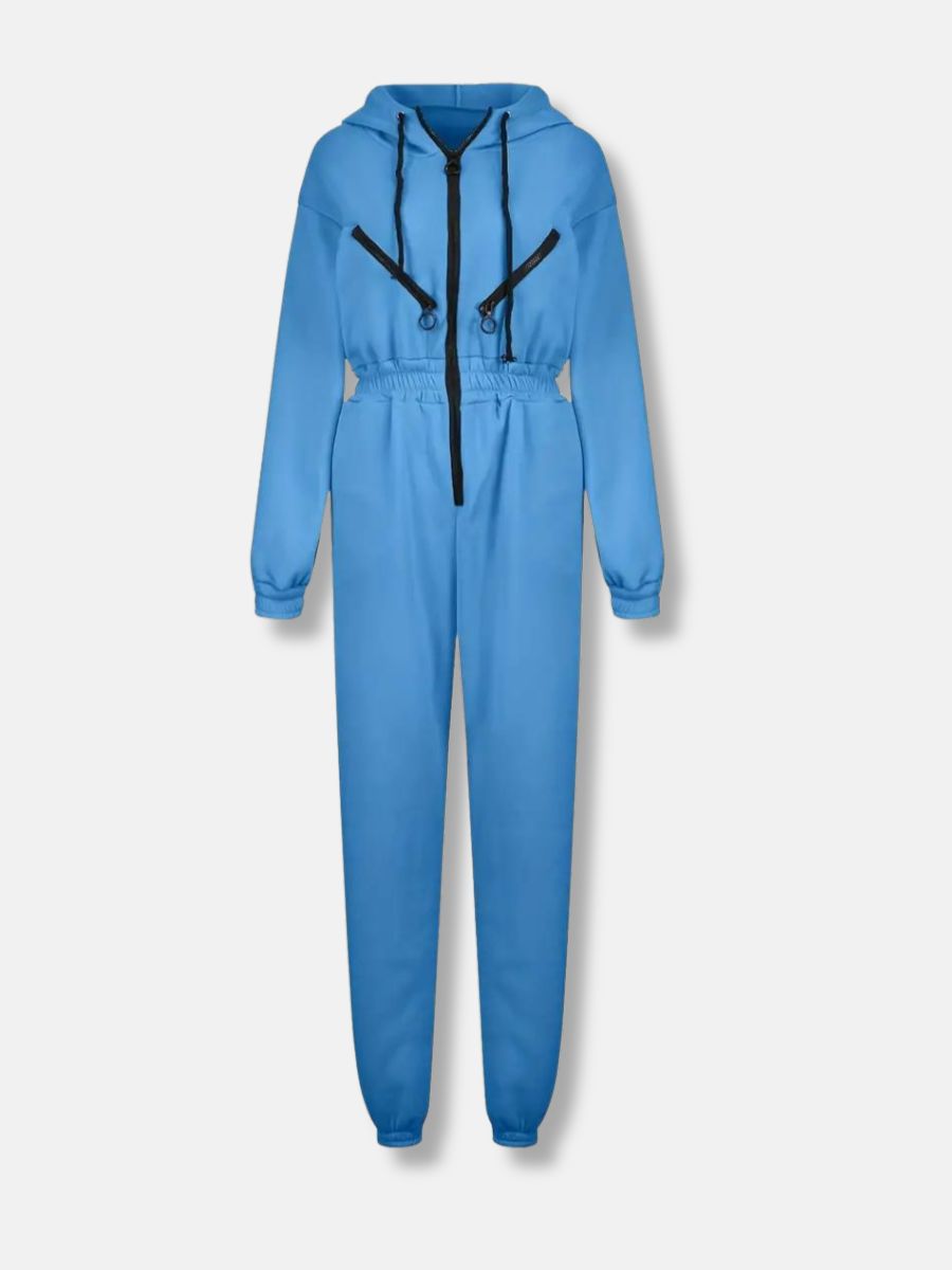 jumpsuit with hood and drawstring