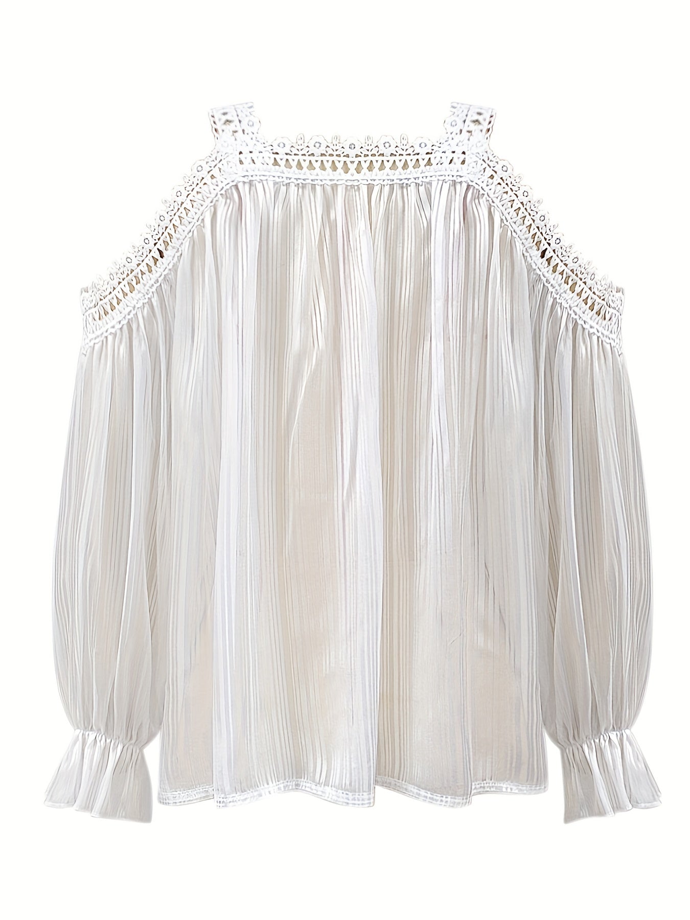 Draped blouse with lace edge