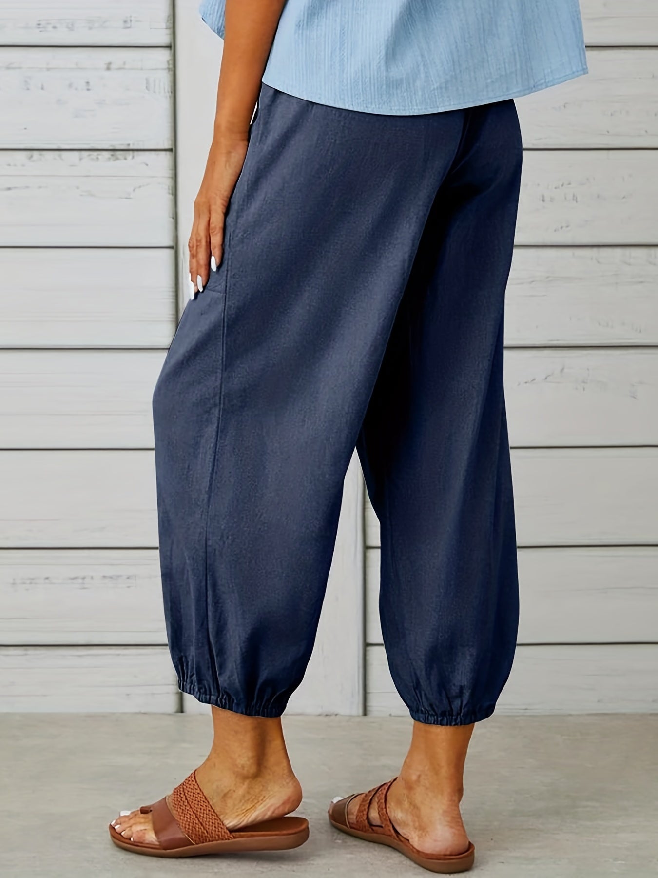 Patched crop pants for women