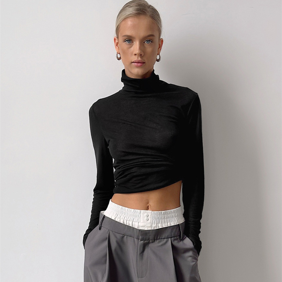 Black top with a twisted turtleneck