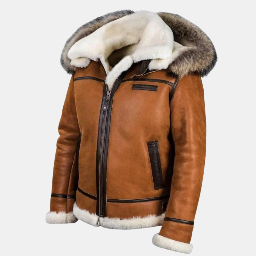 Men's fur leather jacket