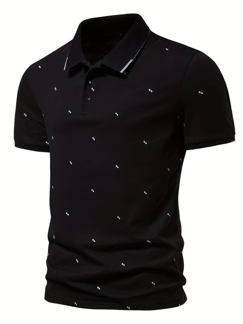 Polo shirt with lapels and dotted pattern