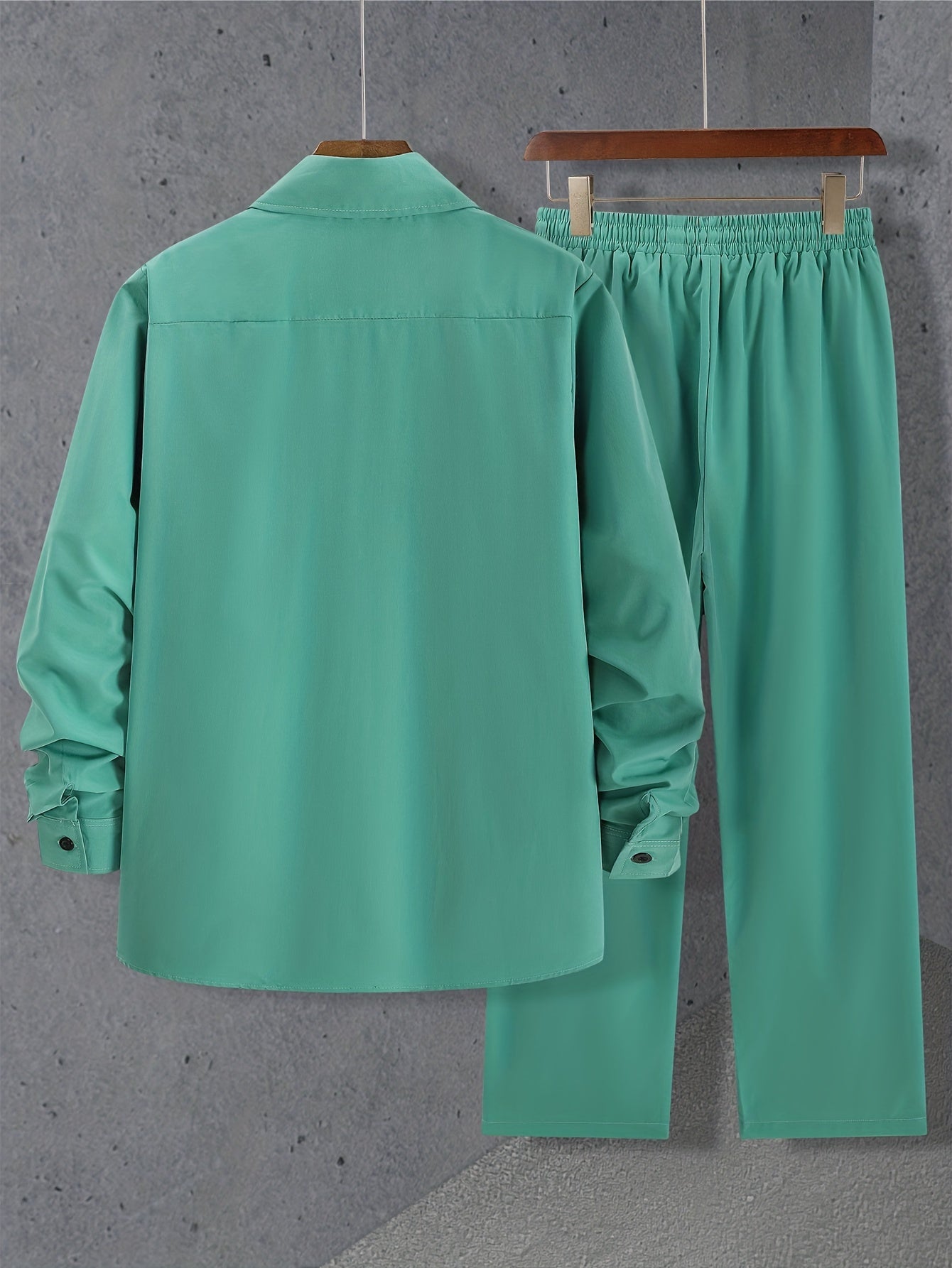 Simple set consisting of a long-sleeved shirt and drawstring trousers for summer