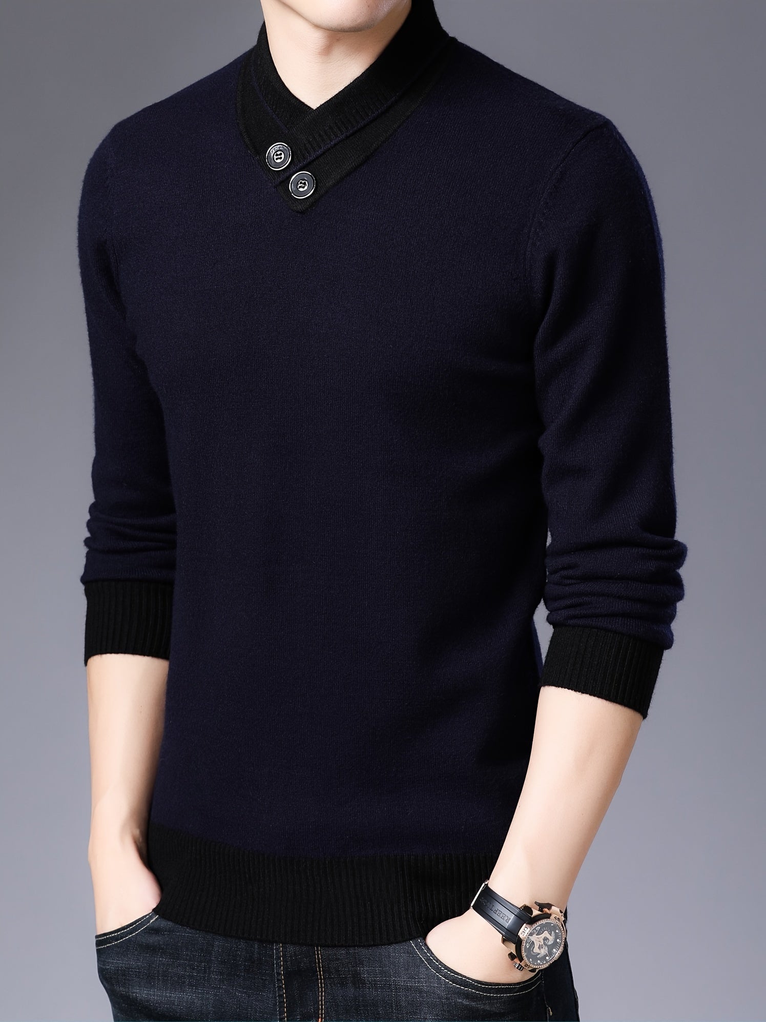 Shawl collar sweater for men