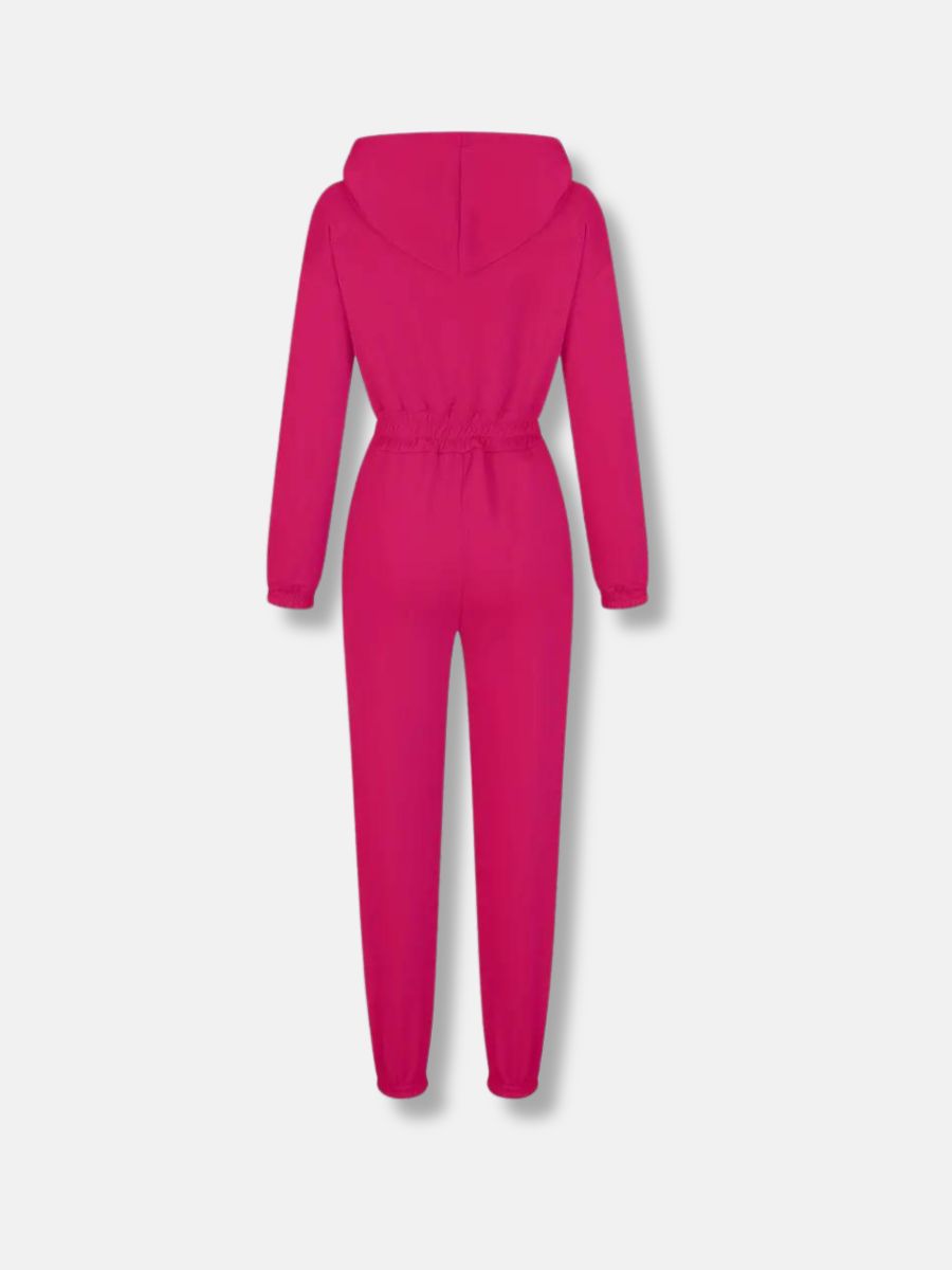 jumpsuit with hood and drawstring