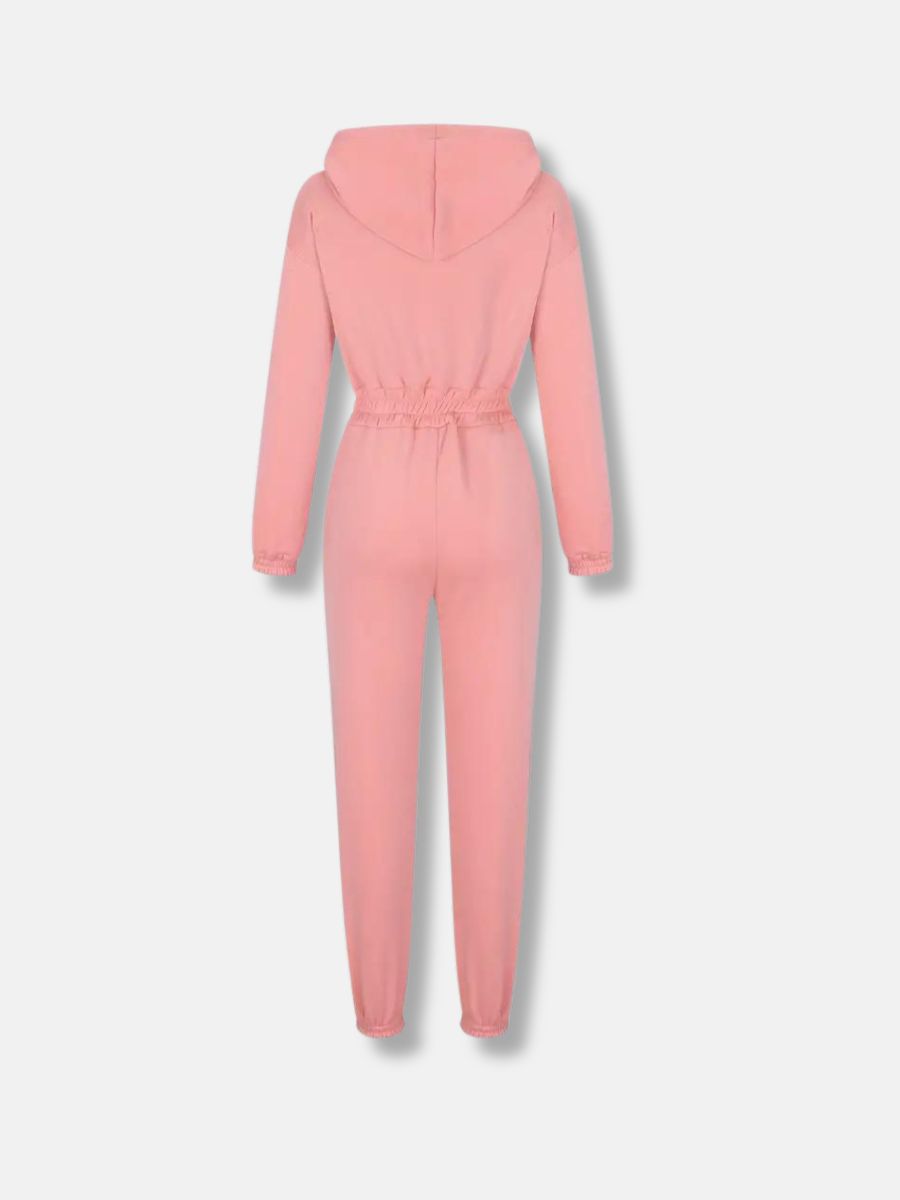 jumpsuit with hood and drawstring