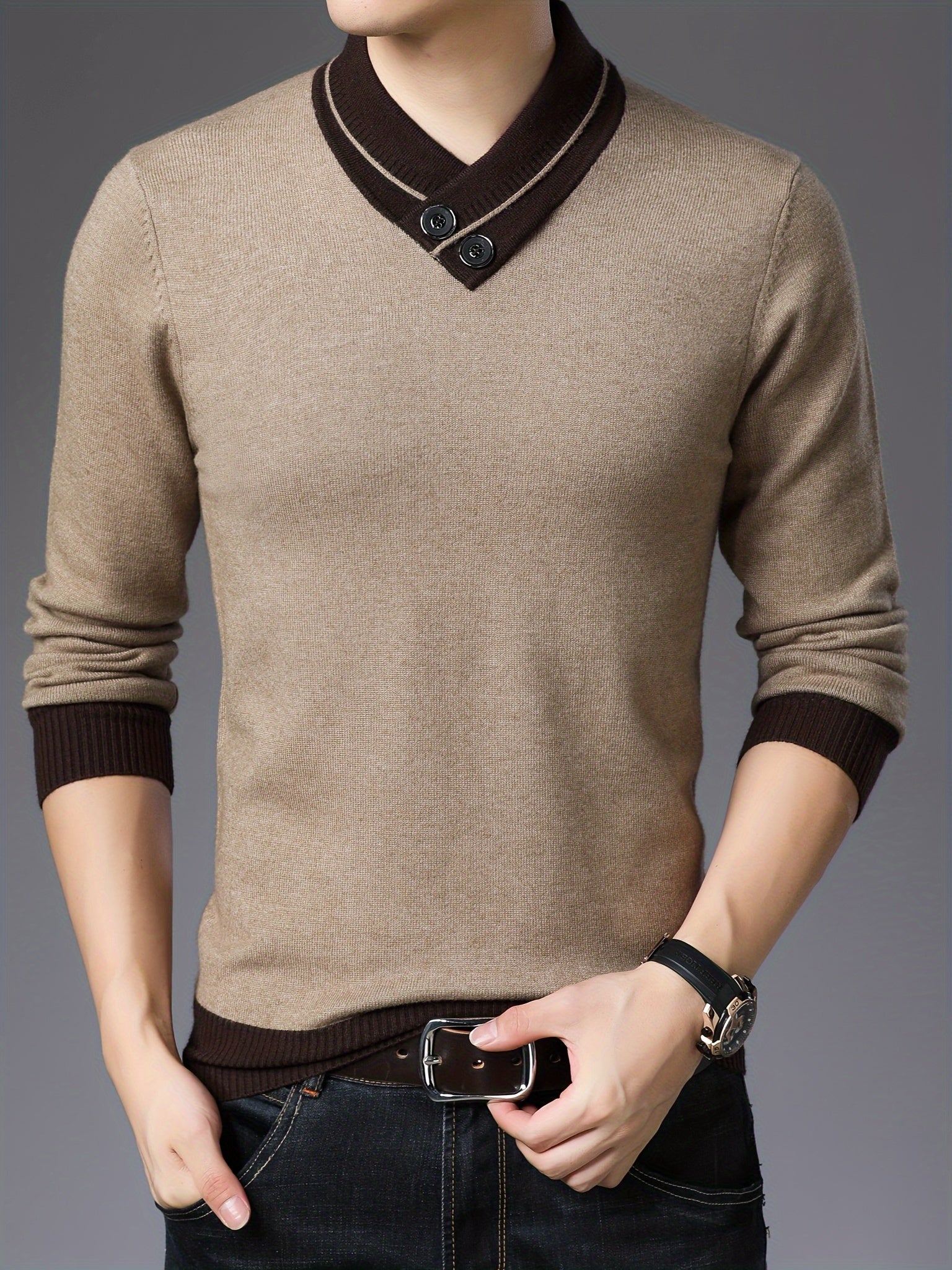 Shawl collar sweater for men