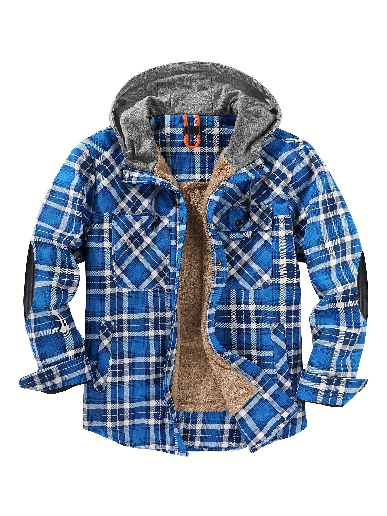 Warm fleece hoodie in checked retro style