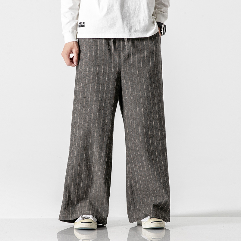 Striped trousers with straight legs