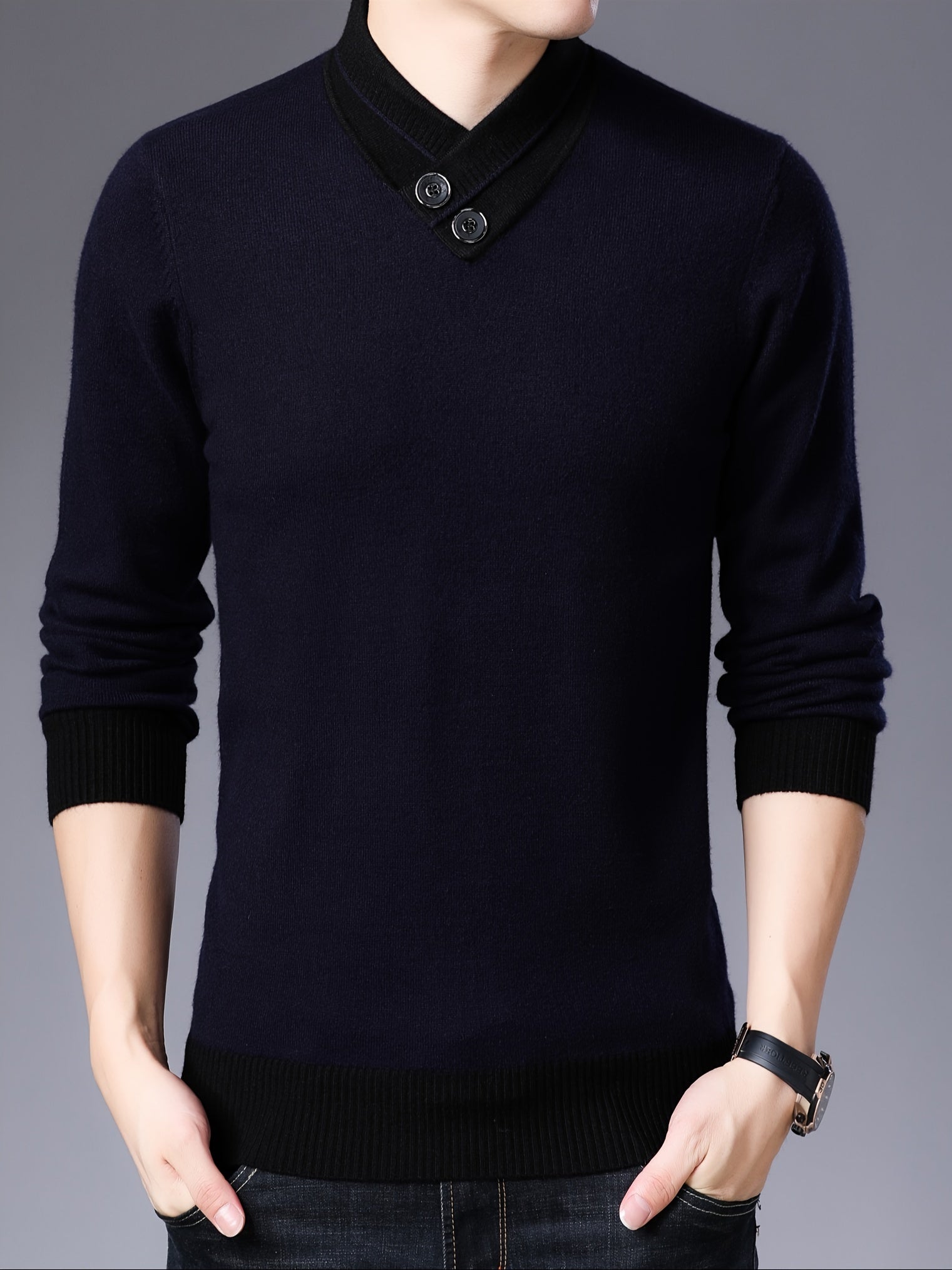 Shawl collar sweater for men