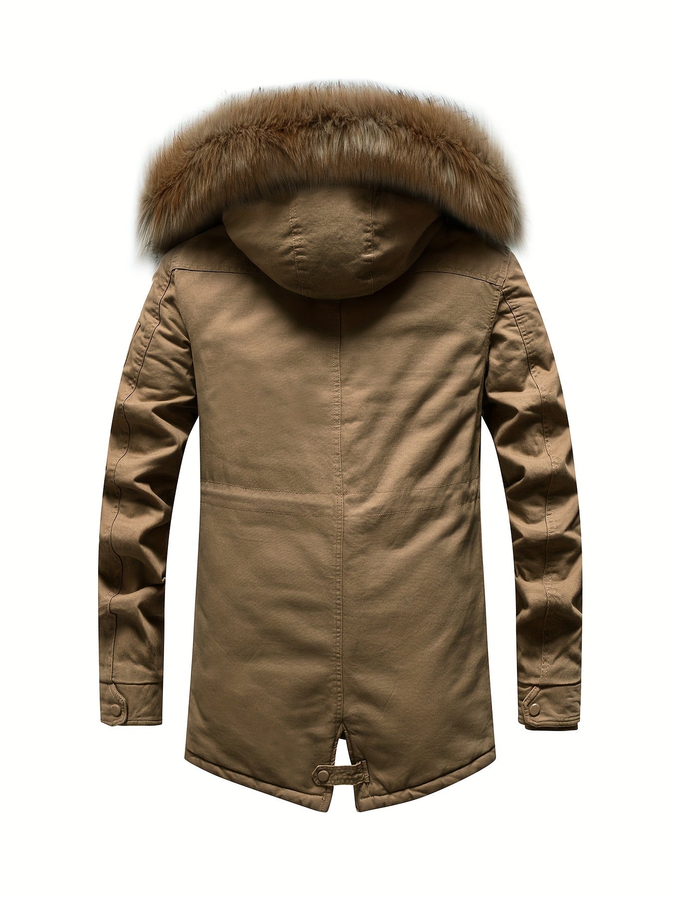 Brown fleece parka jacket with hood