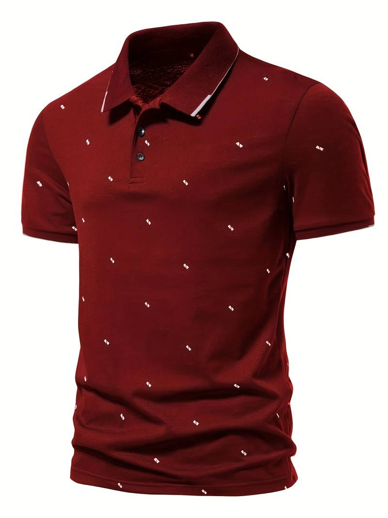 Polo shirt with lapels and dotted pattern