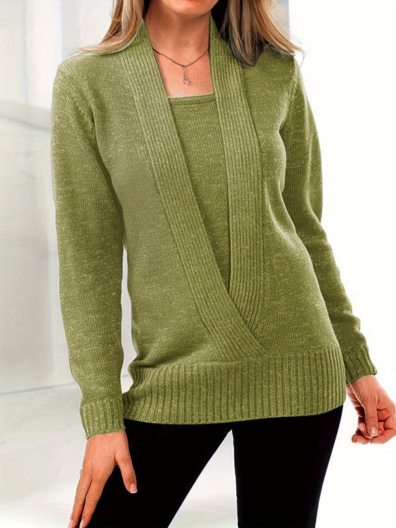 Versatile rib knit sweater for women