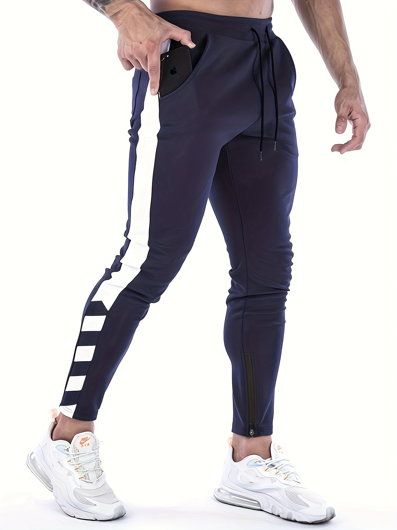 Casual sports pants with elastic waist and drawstring