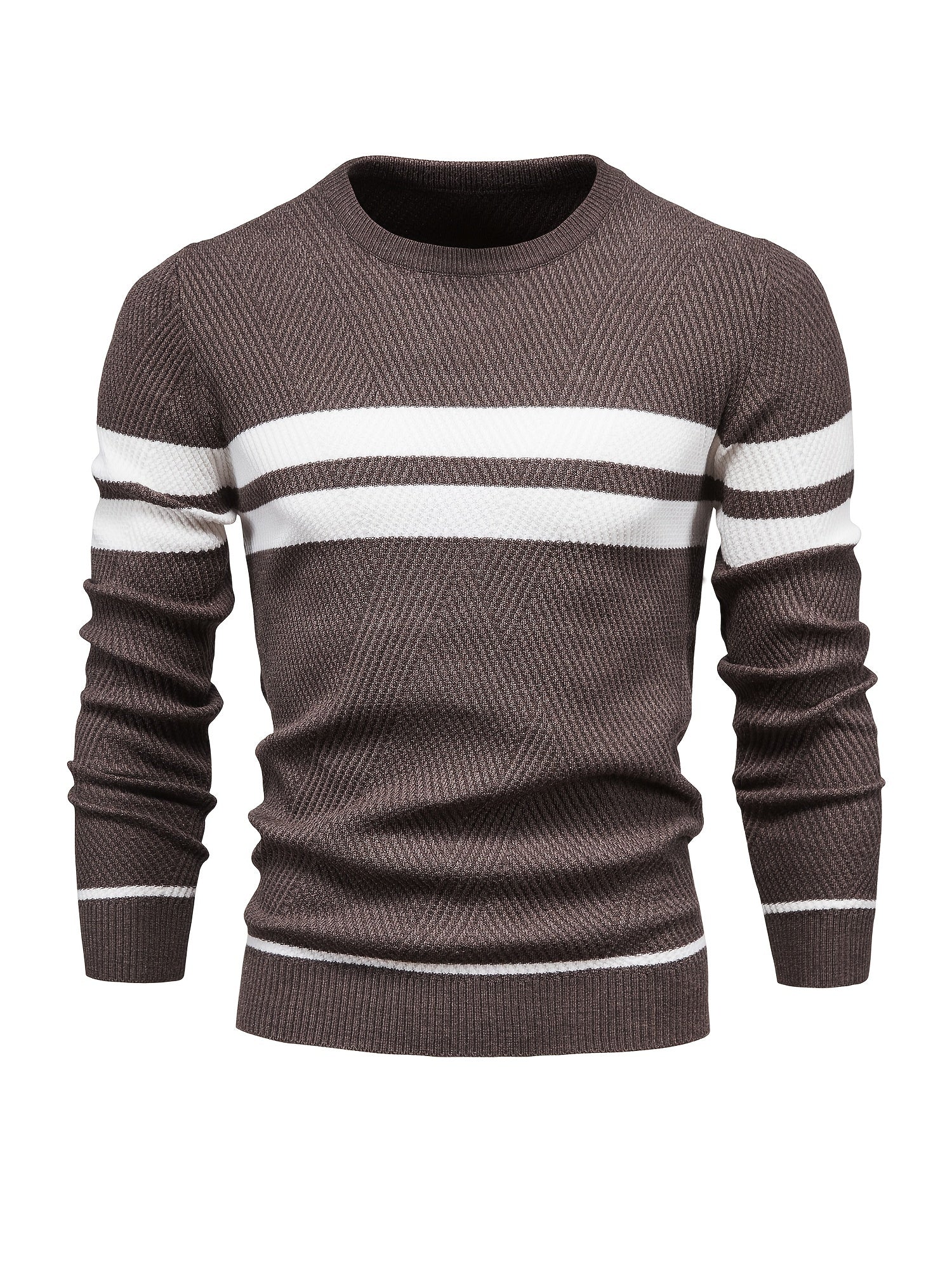 Knitted sweater with striped pattern for men