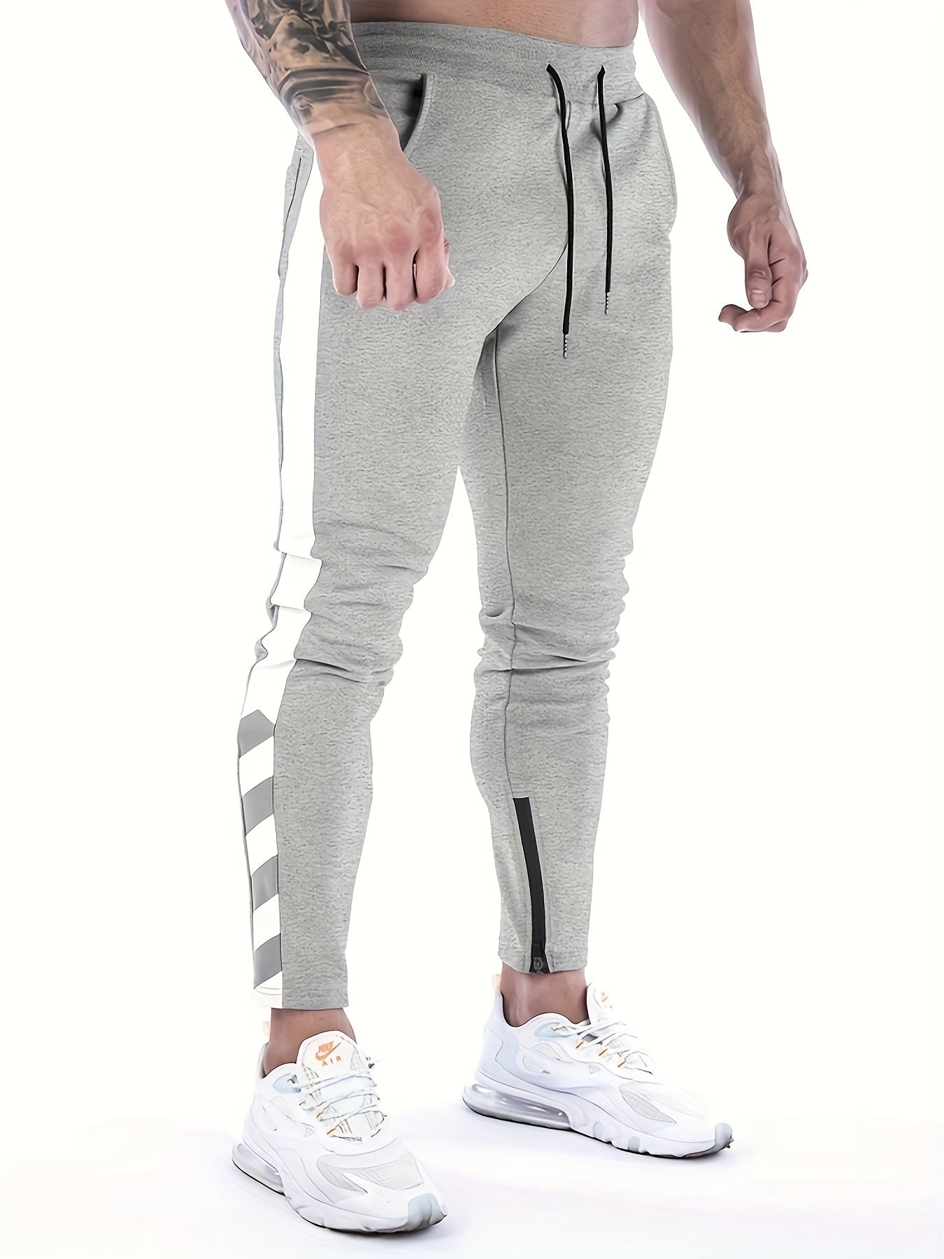 Casual sports pants with elastic waist and drawstring