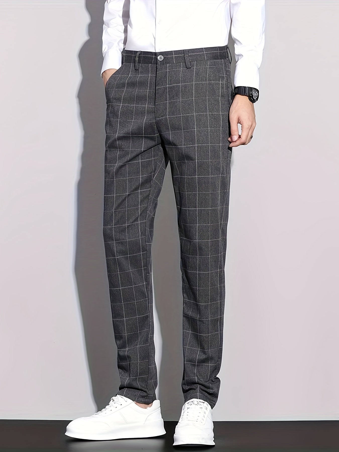 Retro checked men's trousers