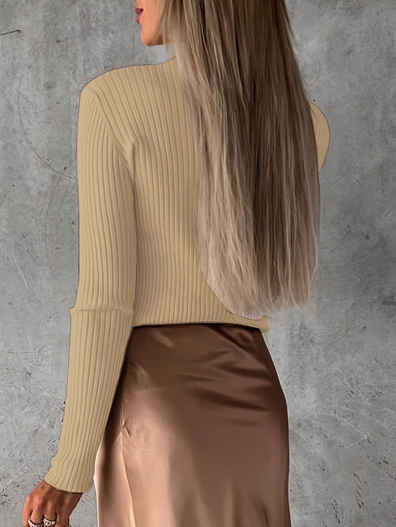 Ribbed thin sweater with high neckline