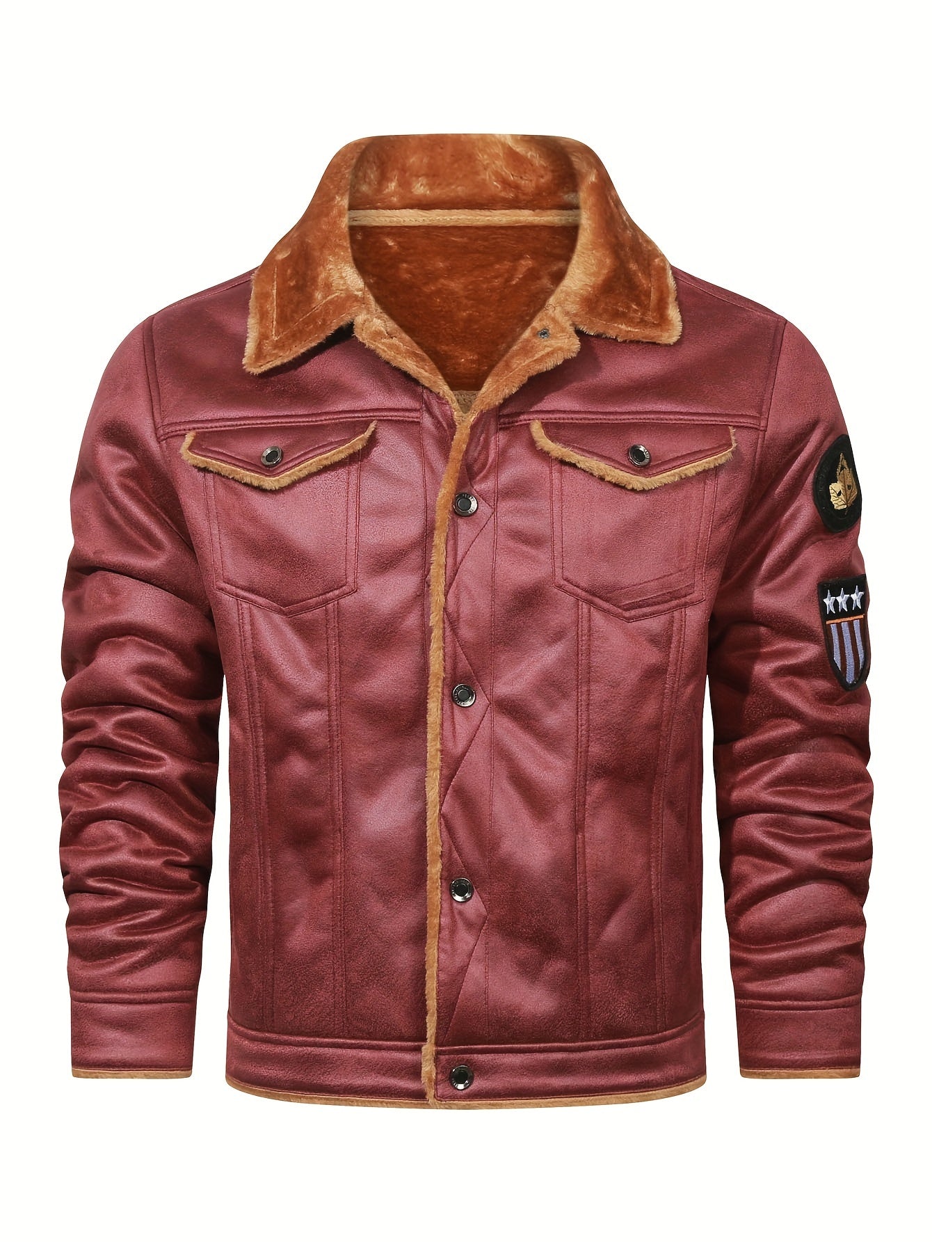 Faux leather fleece jacket for men