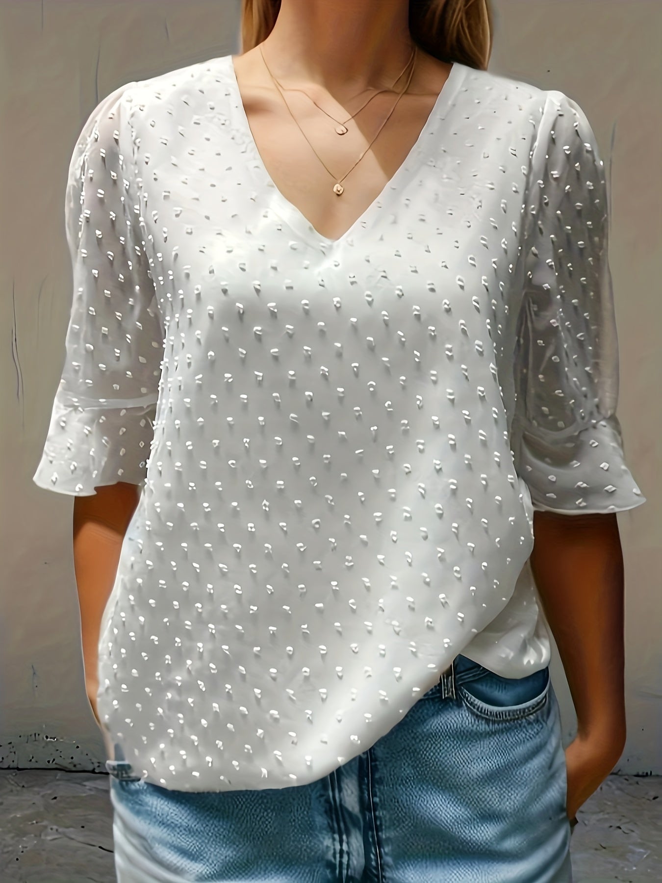 Loose chiffon blouse with long sleeves