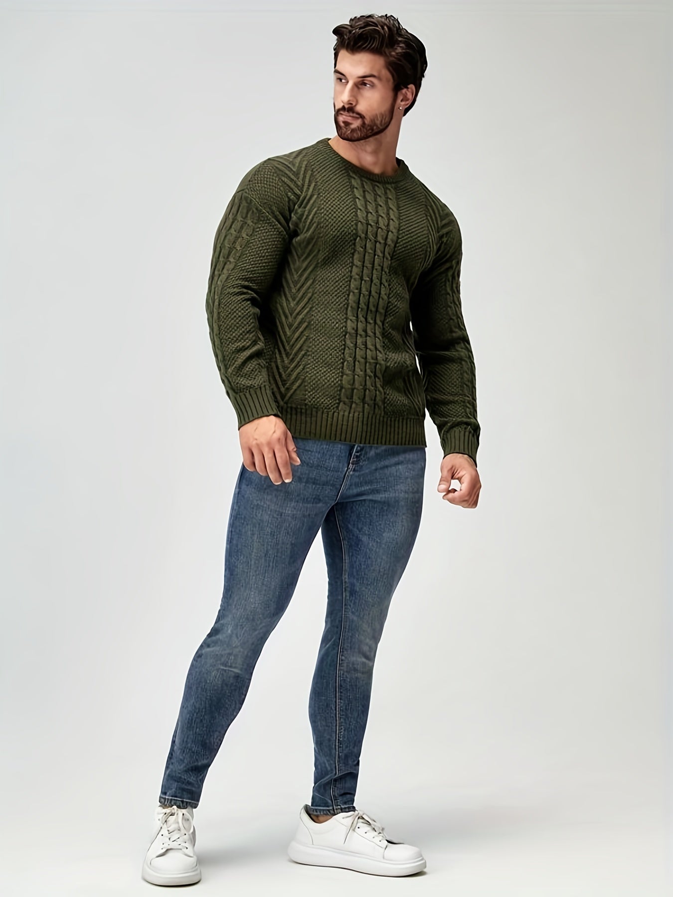 Knitted sweater with high stretch for men