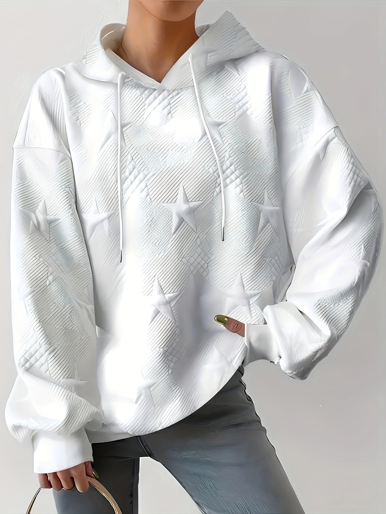 Drawstring hoodie with star structure