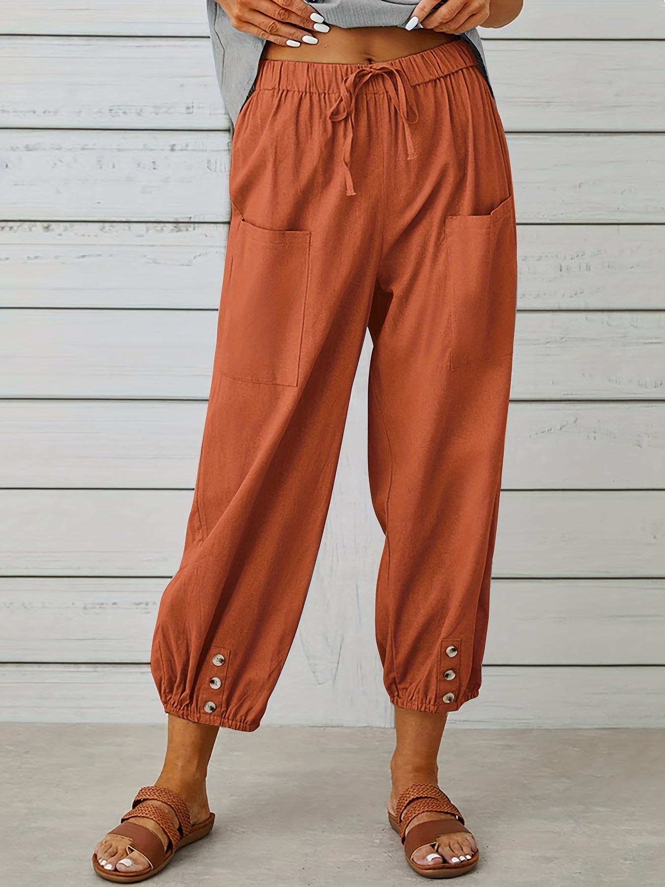 Patched crop pants for women