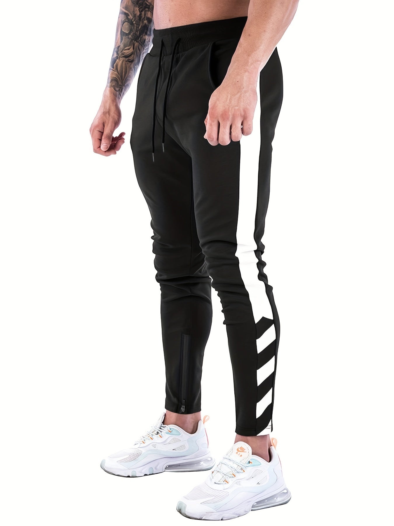 Casual sports pants with elastic waist and drawstring