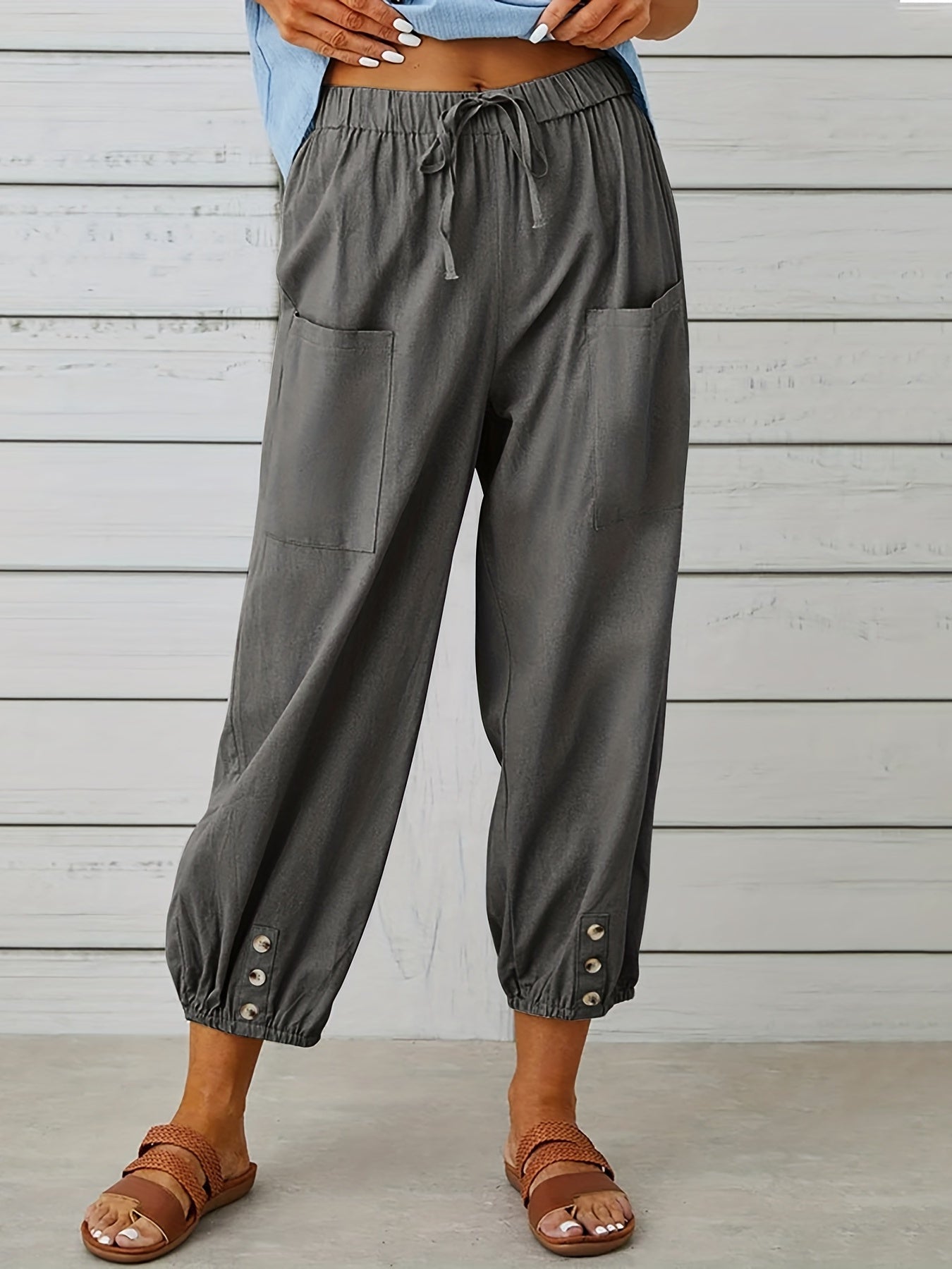 Patched crop pants for women