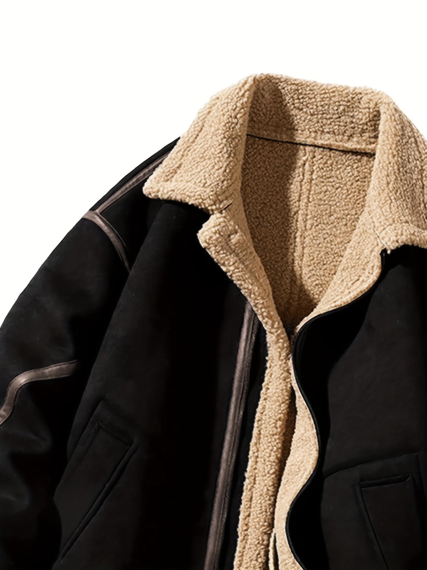 Suede fluffy fleece lined jacket for men