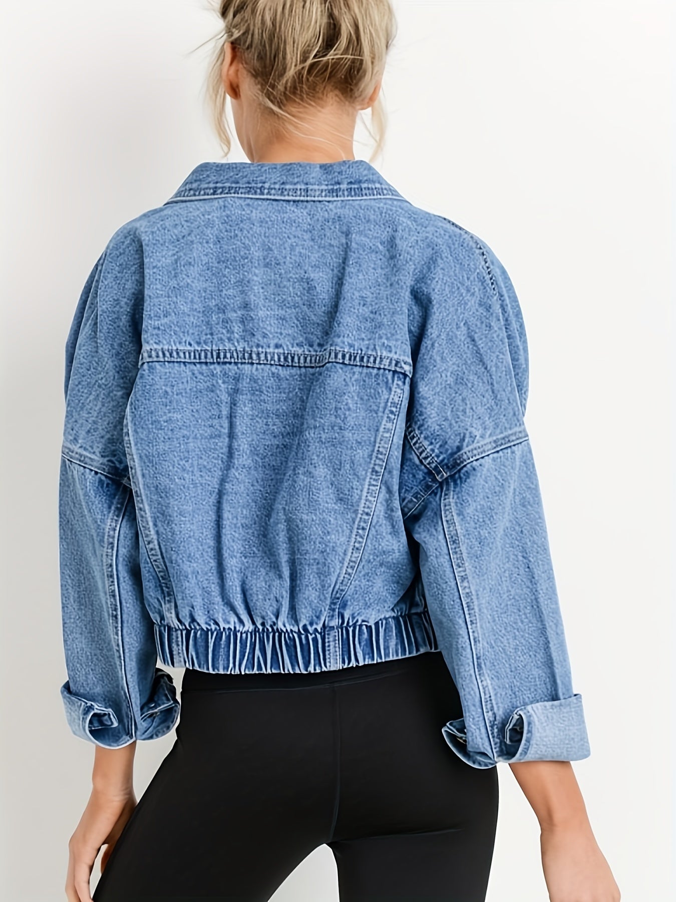 Blue denim jackets with short lapels