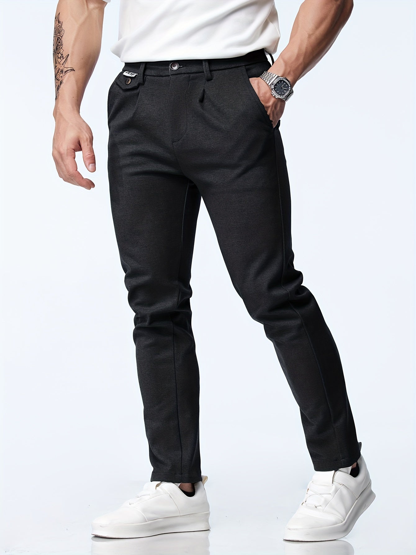 Casual straight stretch trousers for men