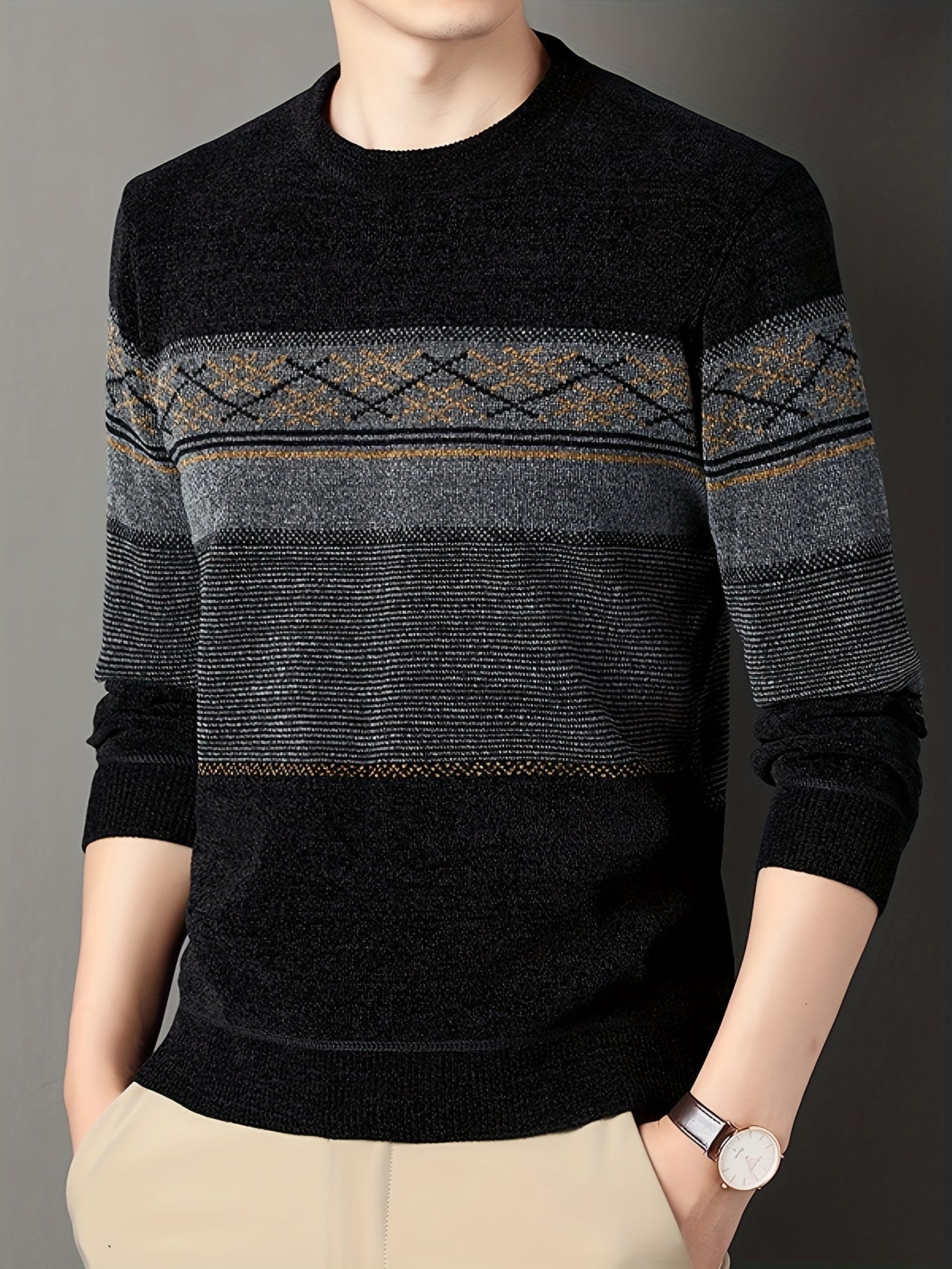 Retro knitted sweater for men